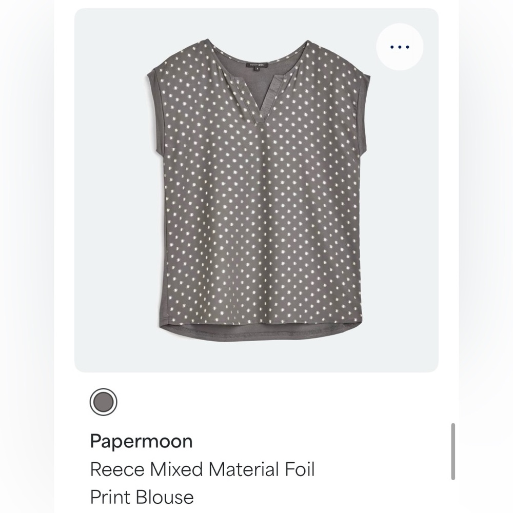 Papermoon mixed material foil print Charcoal Gray Blouse